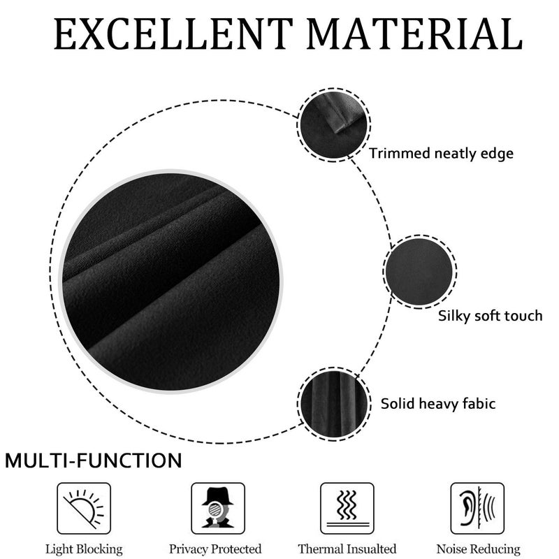 SMILETIME Black 96 in Long Velvet Curtains with Grommet, Thermal Insulated Super Soft Privacy Noise Reducing Light Filtering Velvet Curtains for Living Room, 2 Panels, Each 52 x 96 inches Long - Image 4